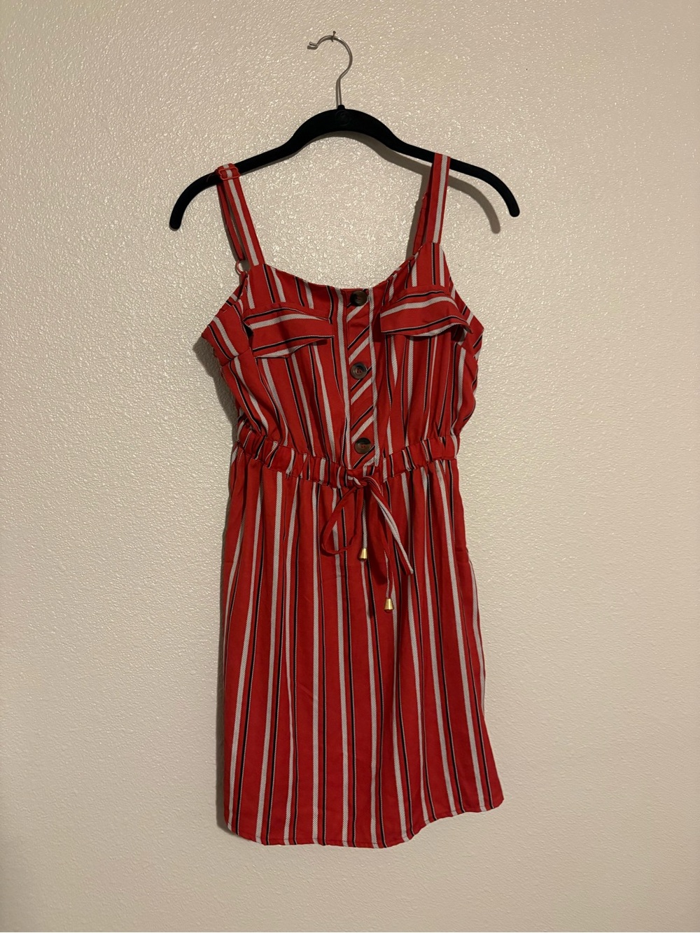Indulge Red and White Button Front Romper